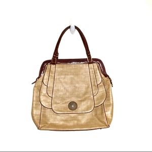 RARE Shanghai Tang Purple Leather Webbing Handbag